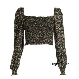 AVANTLOOK Floral Smocked Crop Top sz Small